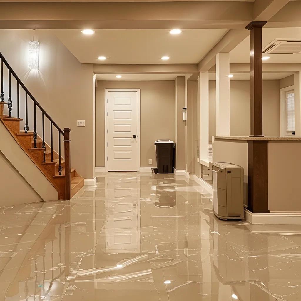 Well-maintained basement with waterproofing solutions, highlighting a sump pump and drainage system